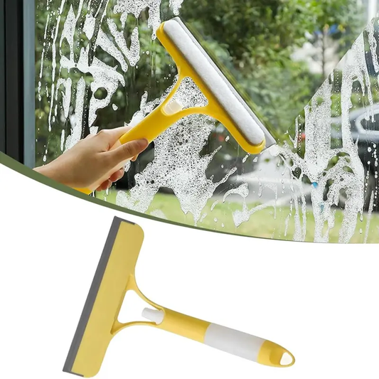 3-in-1 Window Cleaning Scraper – Spray, Rubber Squeegee & Scrubber for Glass, Tiles, Windshields