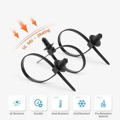 160PCS Push Mount Zip Ties – Self-Locking Nylon Cable Ties for Cars, Boats, Trailers & UTVs