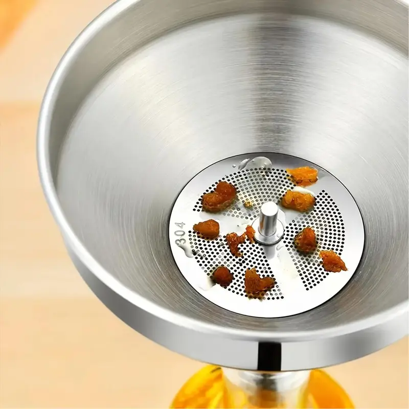 No-Mess Oil Funnel with Filter - Large Diameter Kitchen Strainer for Cleaner Pouring