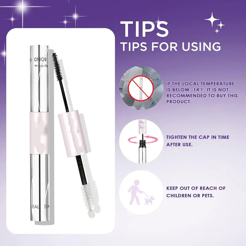 Waterproof Lash Cluster Glue – Bond & Seal, Black Adhesive for 72H Natural Hold, Latex-Free (5ml+5ml)