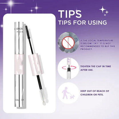 Waterproof Lash Cluster Glue – Bond & Seal, Black Adhesive for 72H Natural Hold, Latex-Free (5ml+5ml)