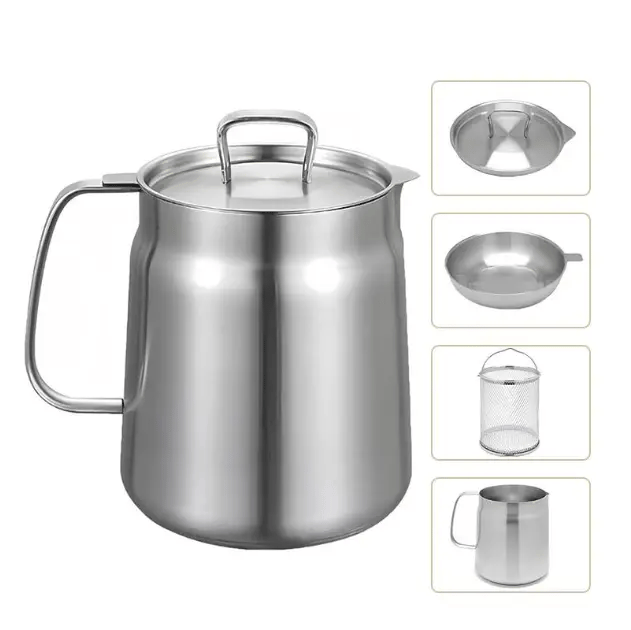 ⏰LAST DAY 49% OFF - 304 Stainless Steel Deep Fryer Pot with Basket & Strainer