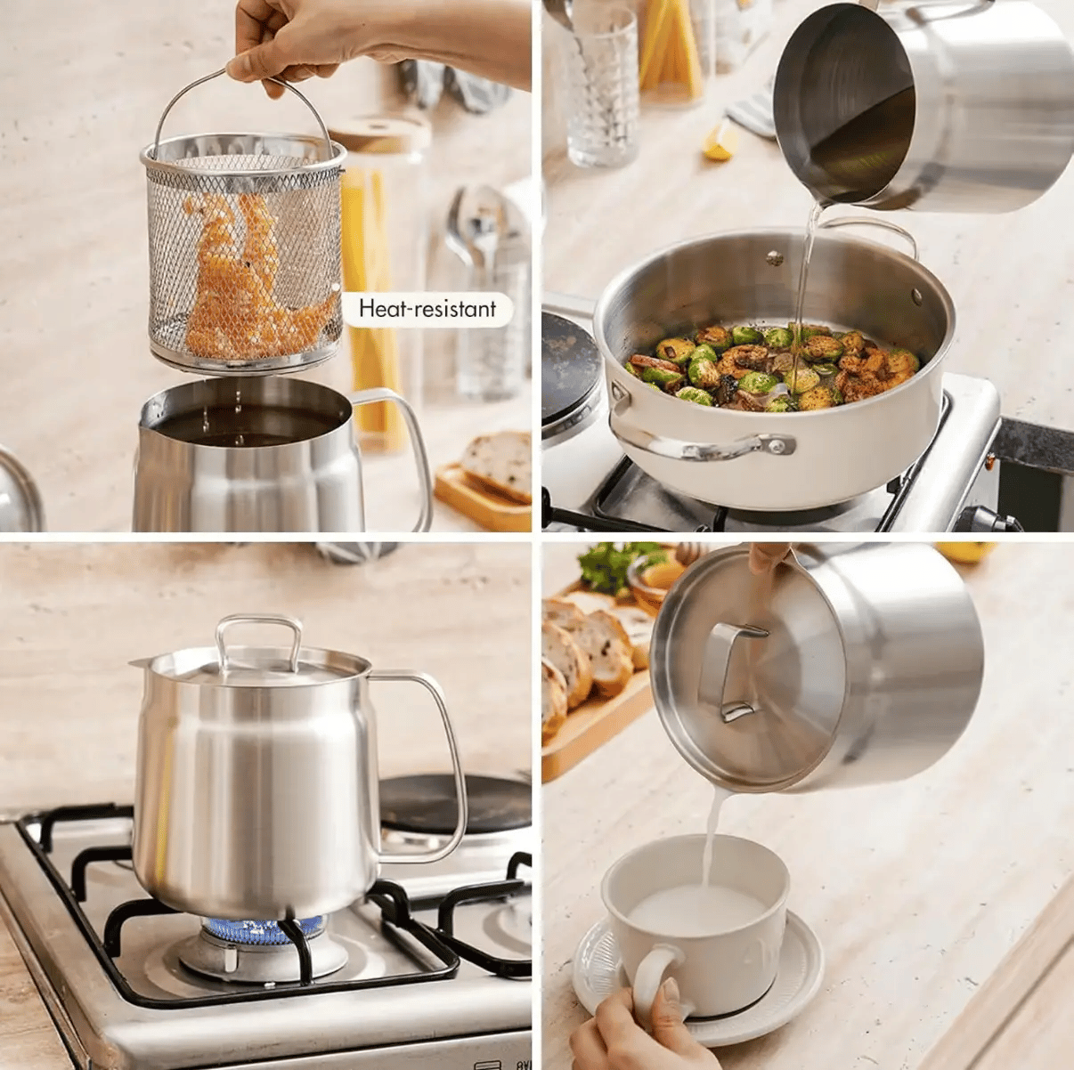 ⏰LAST DAY 49% OFF - 304 Stainless Steel Deep Fryer Pot with Basket & Strainer