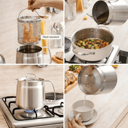 ⏰LAST DAY 49% OFF - 304 Stainless Steel Deep Fryer Pot with Basket & Strainer